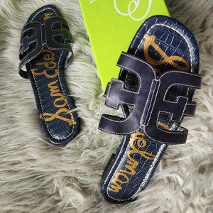 Sam Edelman Navy Blue leather bay slide sandals